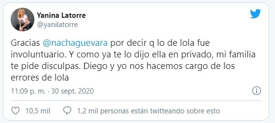 Las disculpas de la panelista por los comentarios de su hija.