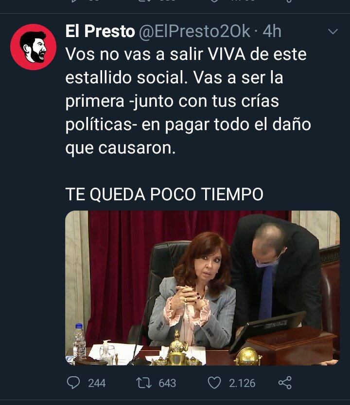 El posteo por el que fue procesado