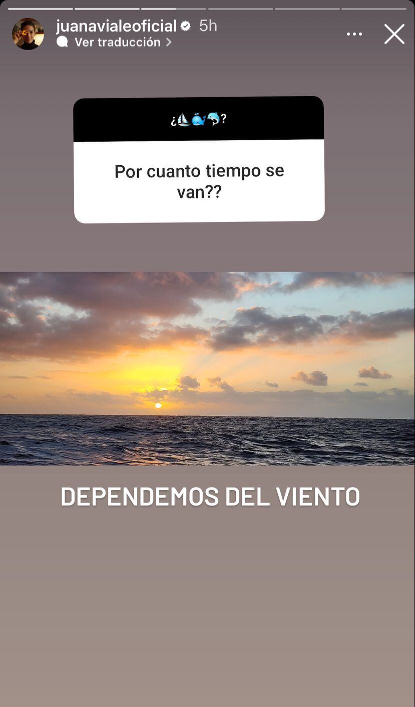 La travesía ecológica y por el océano de Juana Viale junto a su pareja. Captura de Instagram.