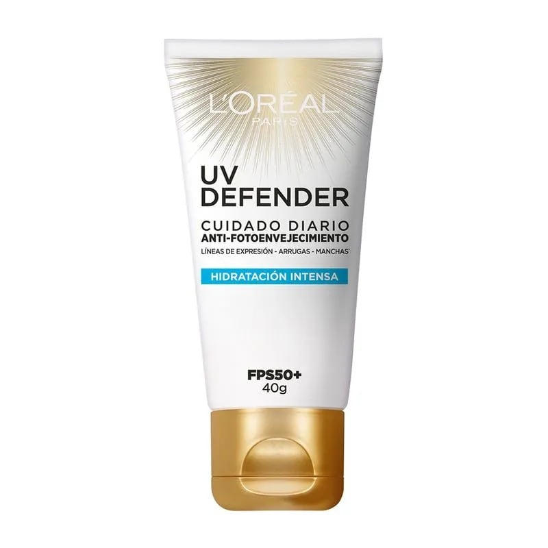 Protector Solar L’Oréal Paris UV Defender FPS50+ Hidratación Intensa.