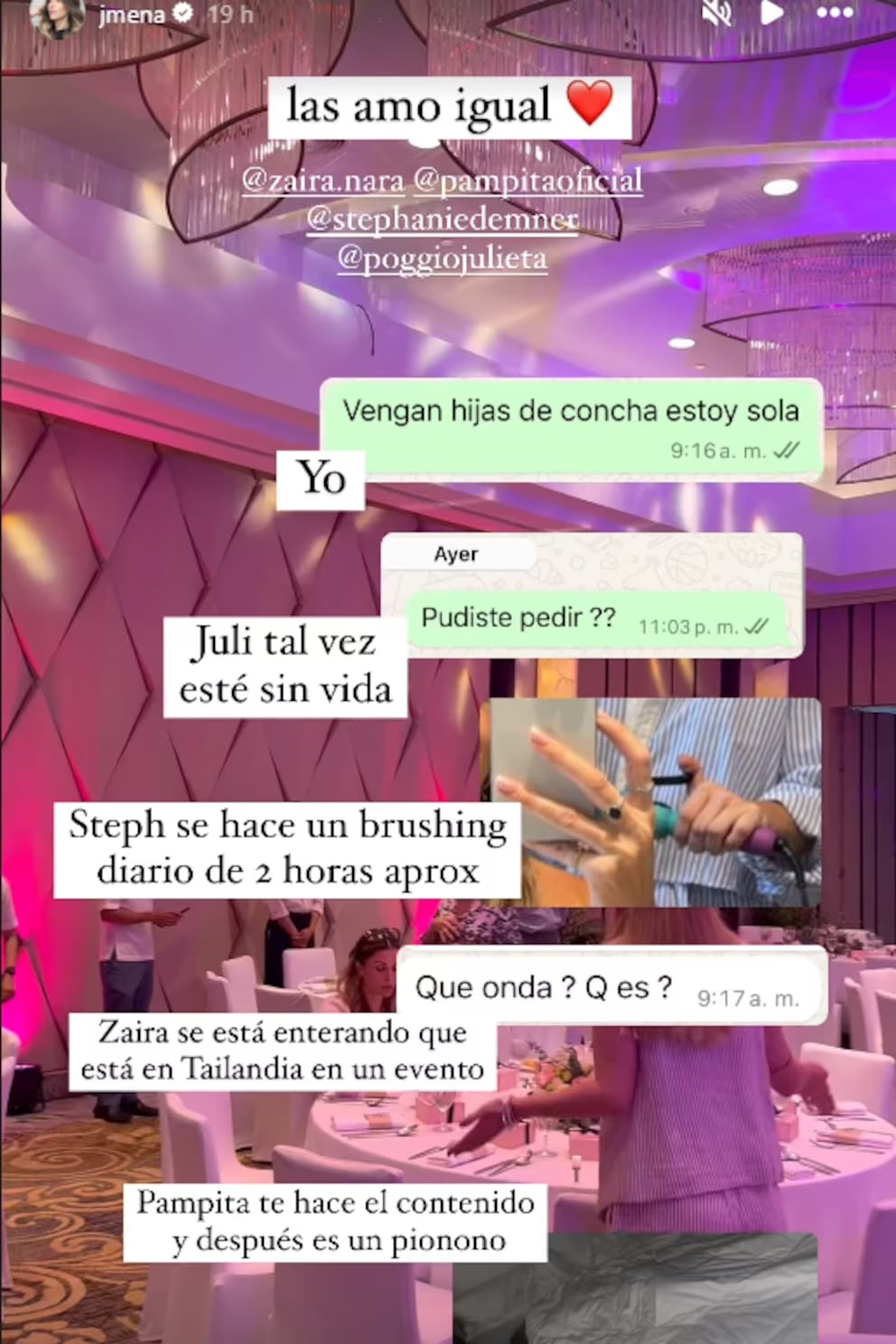 La historia de Jimena Barón sobre Pampita.