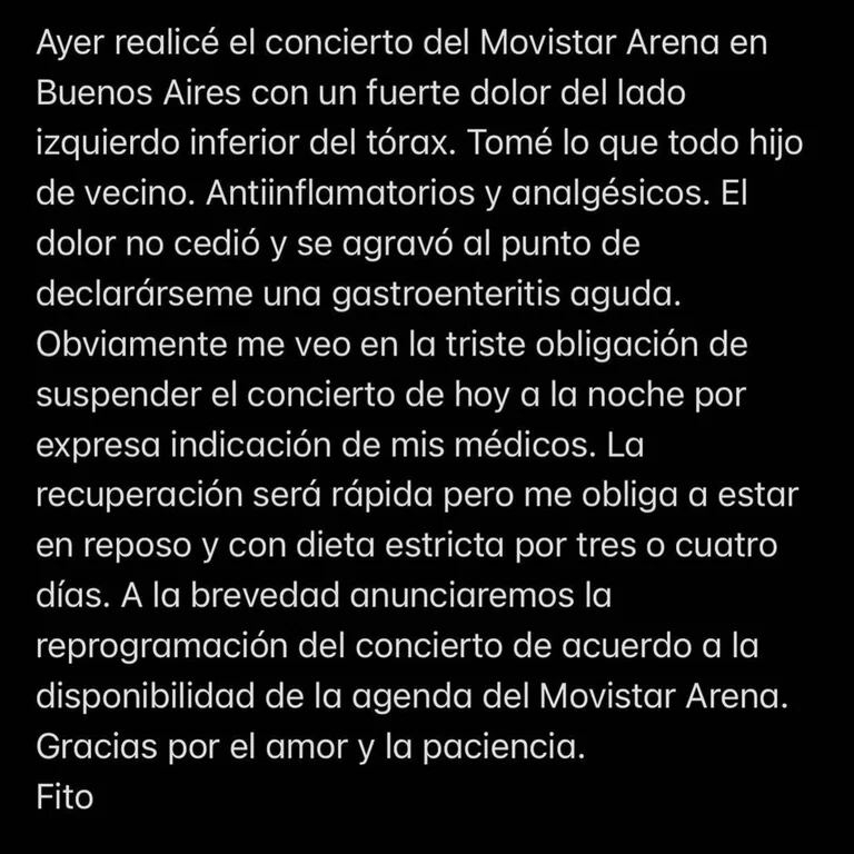 El anuncio de Fito Páez.