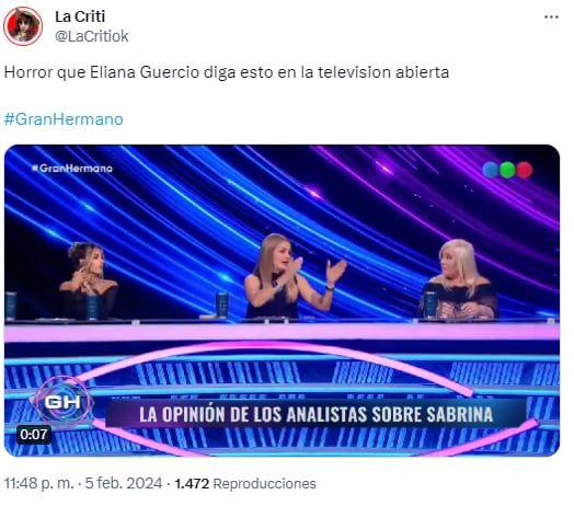 Eliana Guercio fue duramente criticada en las redes por sus dichos en Gran Hermano