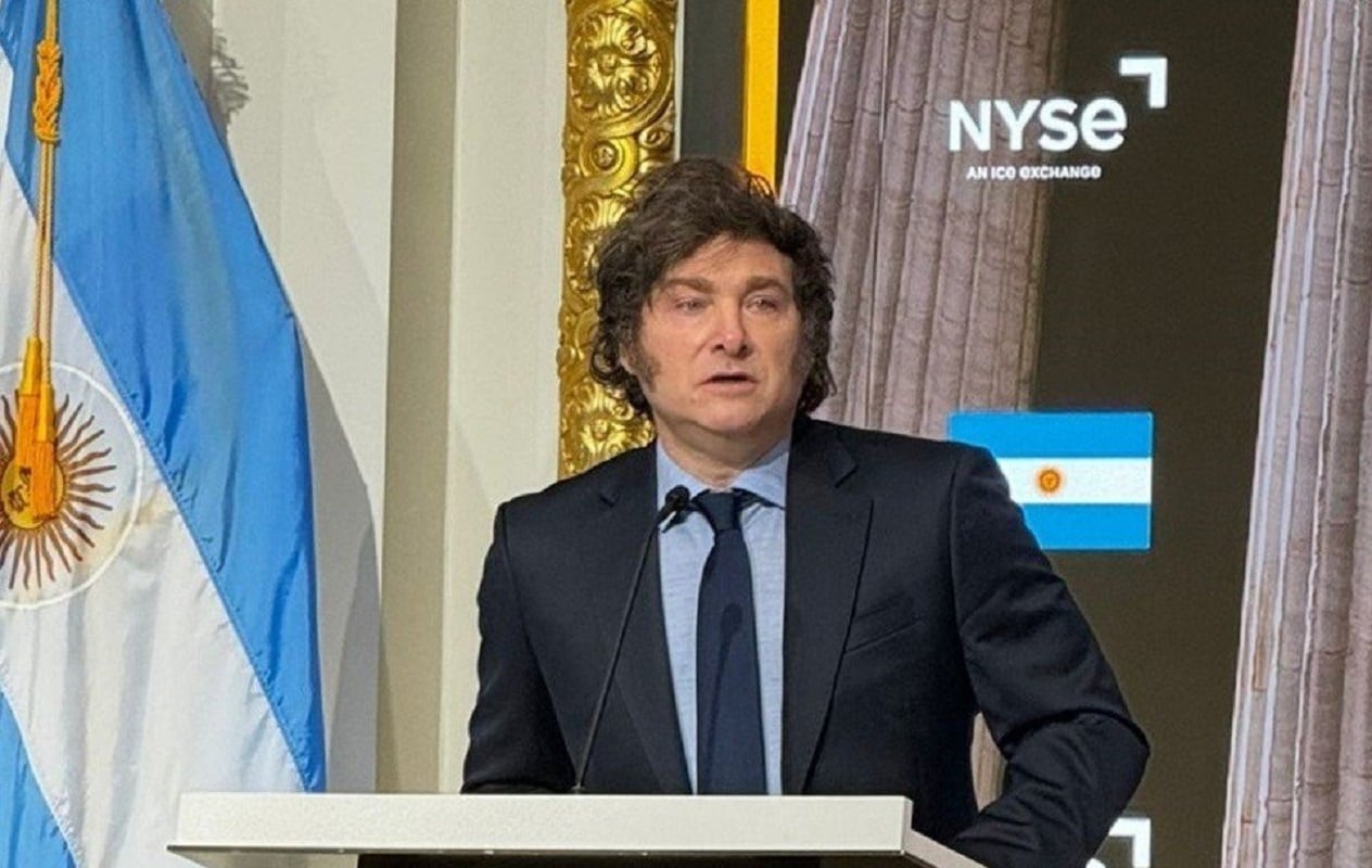 El presidente Javier Milei en Wall Street (Captura de video)