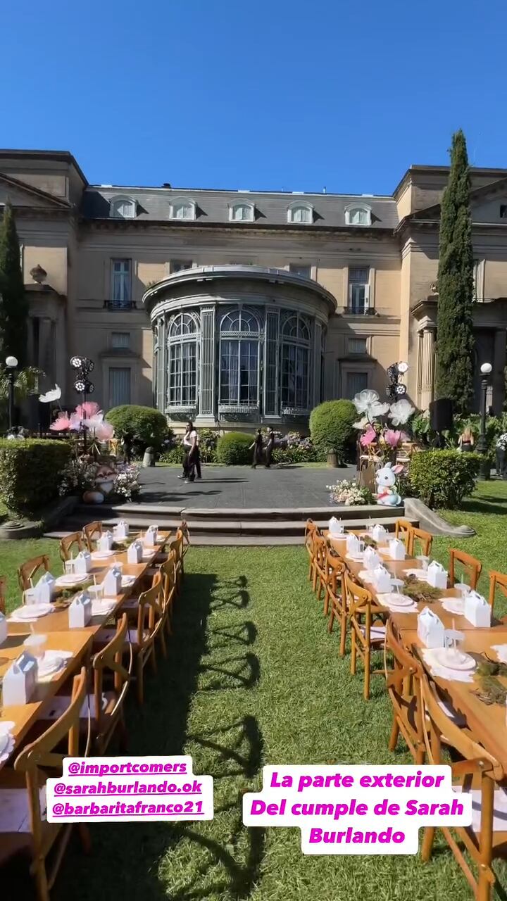 El cumpleaños de 2 años de Sarah Burlando en el Palacio Sans Souci. Gentileza Instagram.