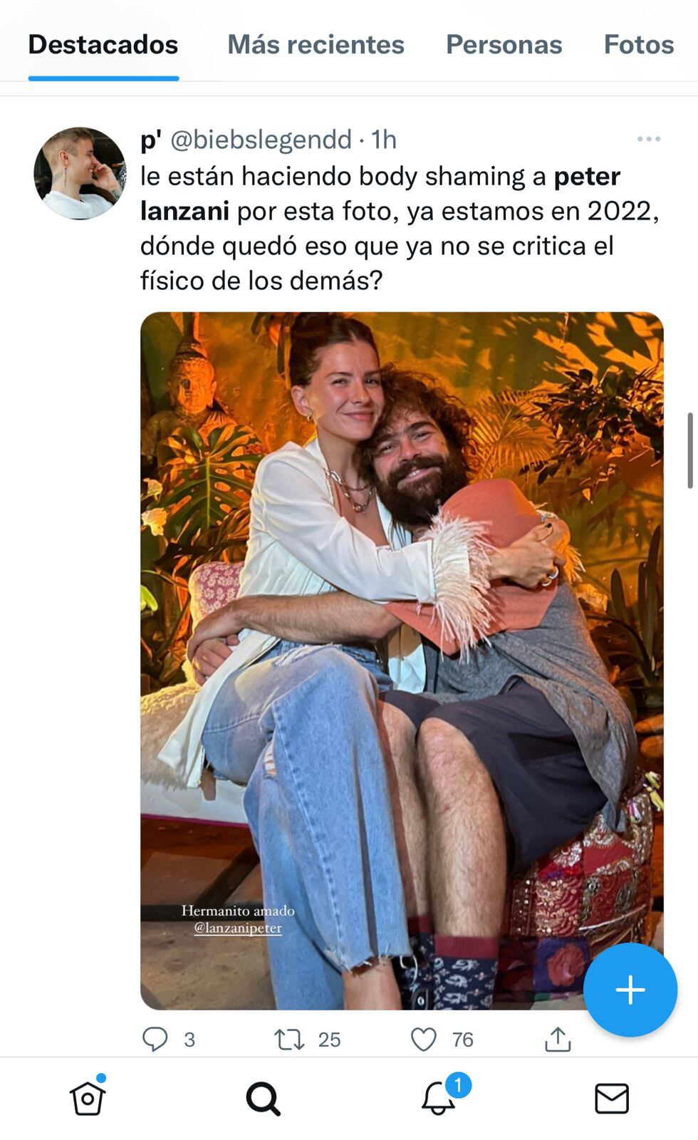 Críticas y defensa a Peter Lanzani en Twitter por su aspecto físico.