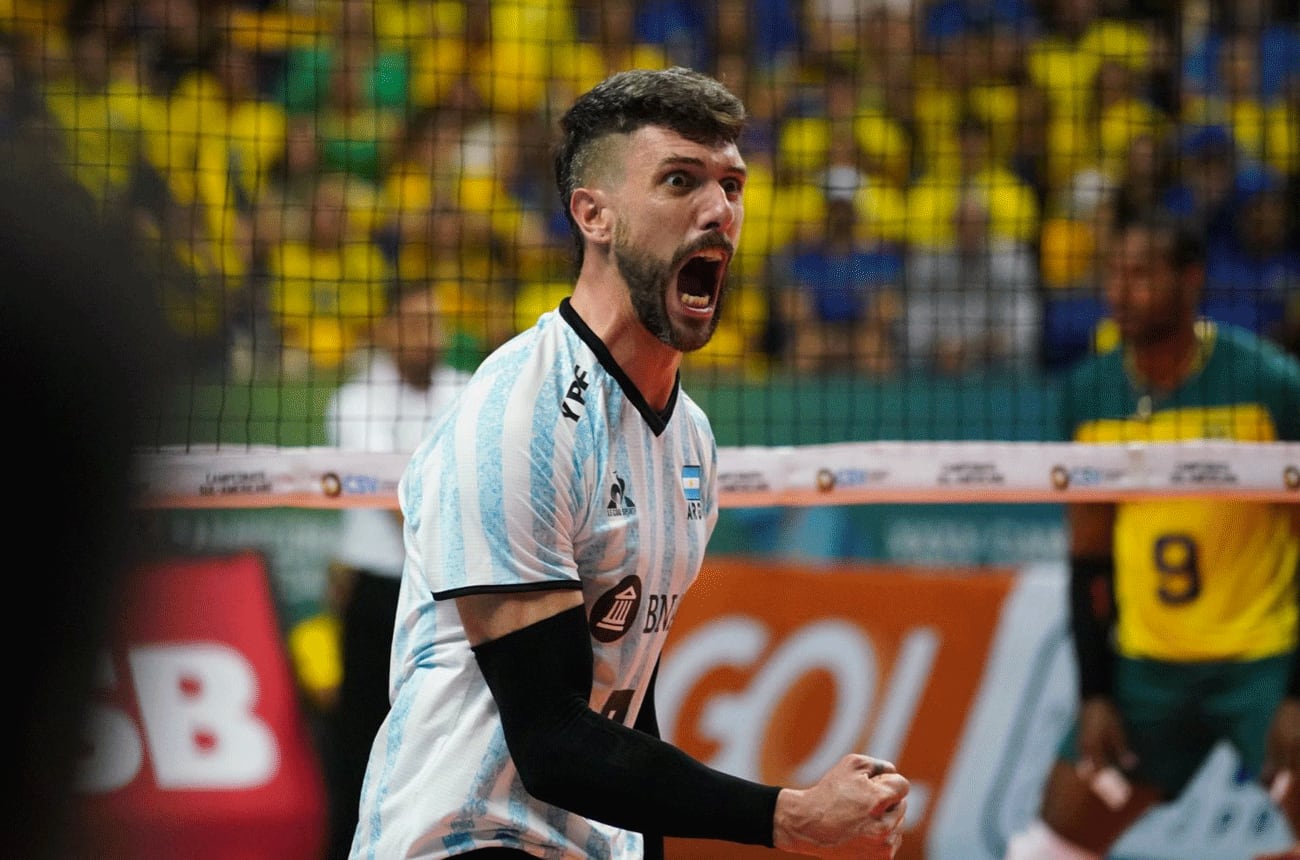 Facundo Conte fue el máximo anotador argentino frente a Brasil. (Prensa VoleySur)