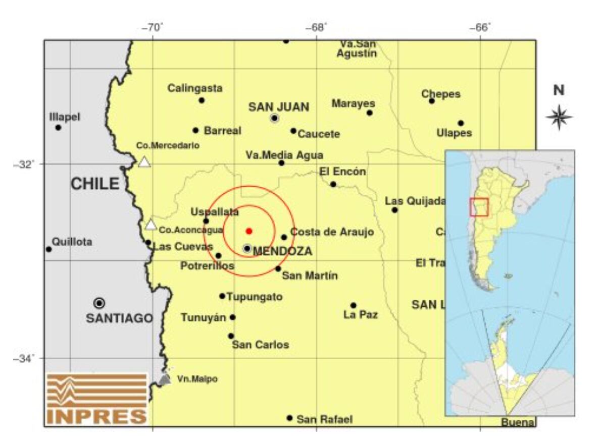 Un fuerte sismo de 4,6 sacudió al Gran Mendoza, según el Inpres.