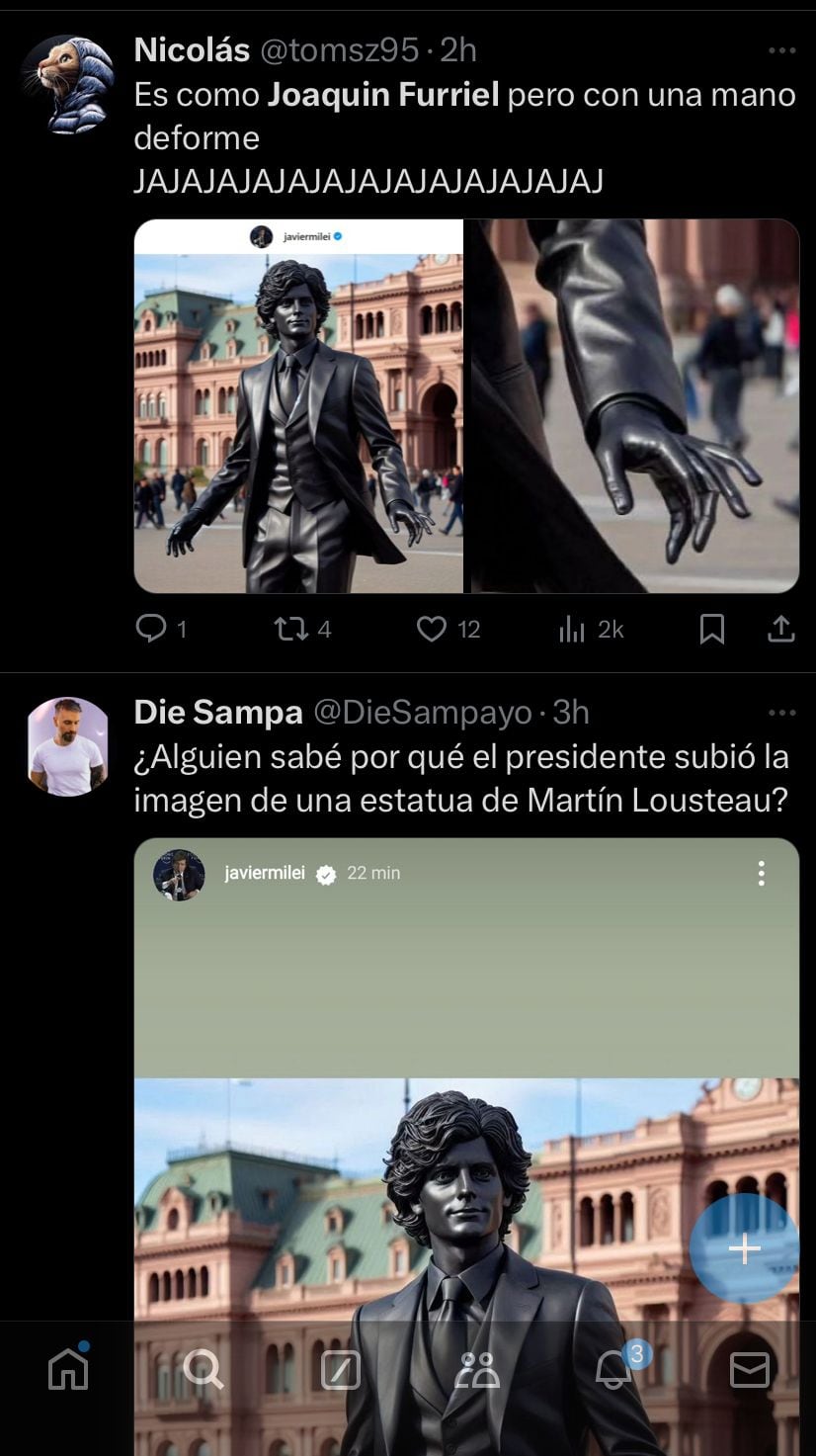 La supuesta estatua de Javier Milei que se parece más a Joaquín Furriel.