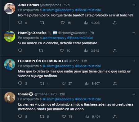 Los comentarios de los hinchas de Boca