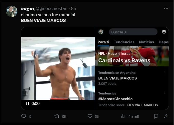 Las redes se llenaron con la frase "Buen viaje Marcos"