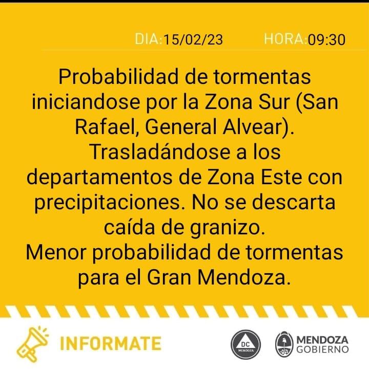 Defensa Civil emitió alerta por tormentas