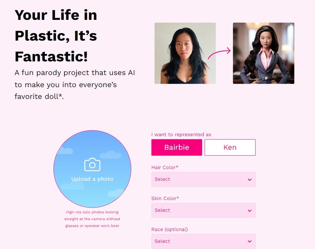 Cómo funciona Bairbie.me, el sitio web para transformarte en Barbie y Ken