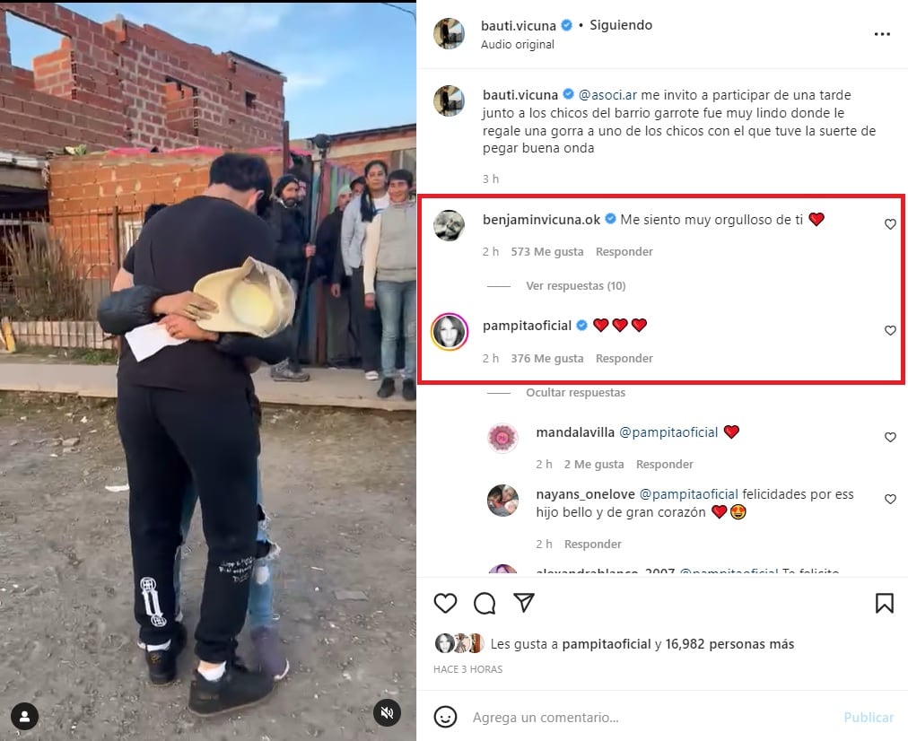 Bautista, el hijo de Pampita y Benjamín Vicuña, emocionó con el gesto hacia un niño de un barrio vulnerable.