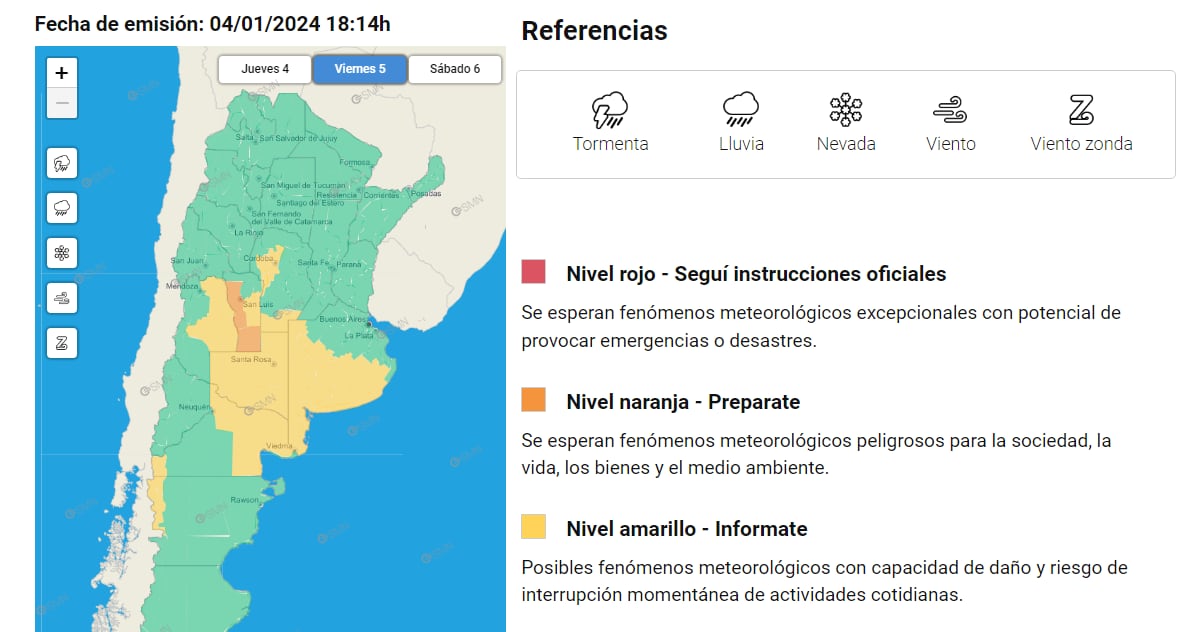 Alerta del SMN