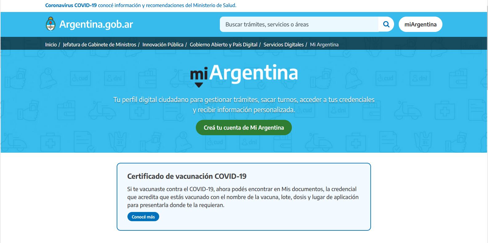 Aplicación Mi Argentina.