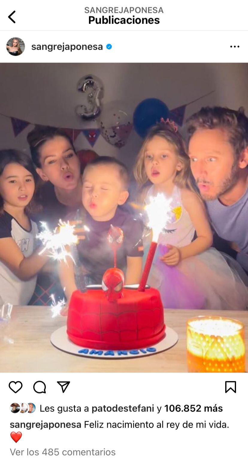 La China Suárez, Pampita y Benjamín Vicuña, todos juntos en el cumpleaños de Amancio.