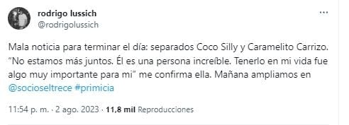 Caramelito anunció su ruptura con Coco Sily.