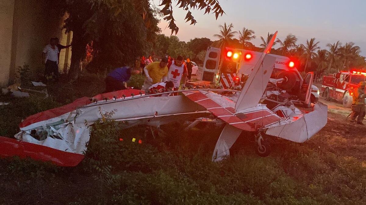 Así quedó la avioneta tras estrellarse. Foto: Los Noticieristas.