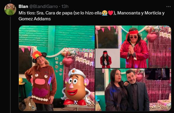 Las fotos de los disfraces que llevaron los invitados al cumpleaños. Foto: Captura.