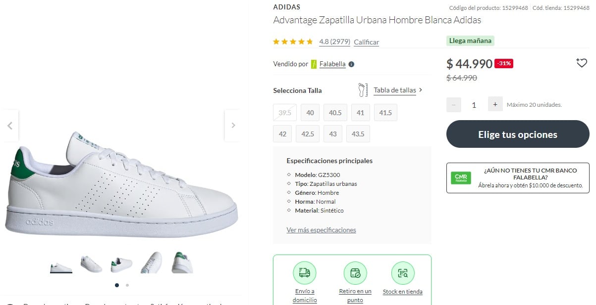 Zapatillas Adidas baratas en Falabella Chile