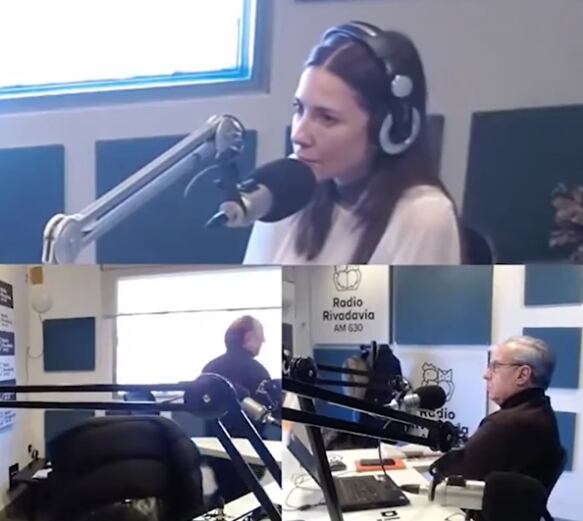 El momento en que Baby Etchecopar se retira del estudio de Radio Rivadavia.