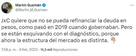 El exministro de Economía se refirió al comunicado de Juntos por el Cambio sobre la deuda externa.