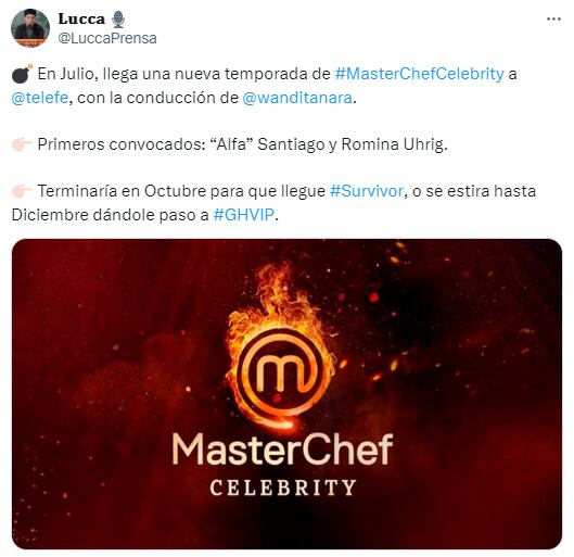 Telefe apostará por Masterchef Celebrity y GH Vip.