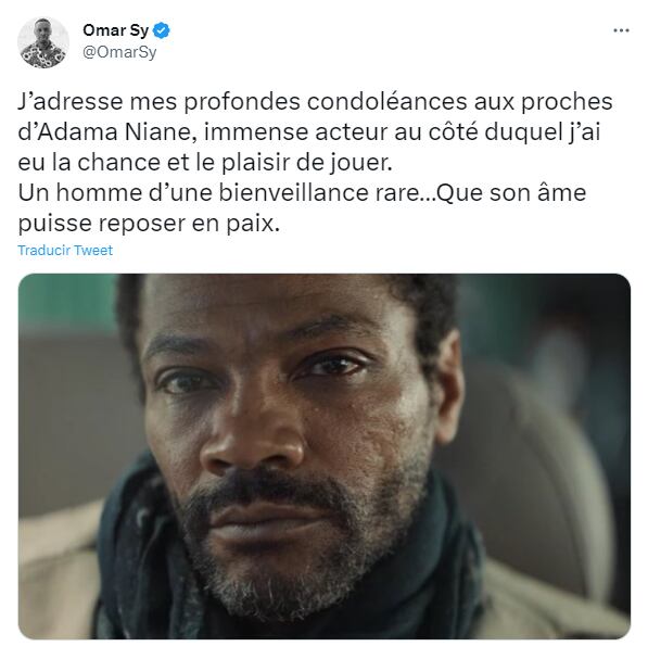 Omar Sy expresó su dolor por la muerte de Adama Niane - Twitter Omar Sy