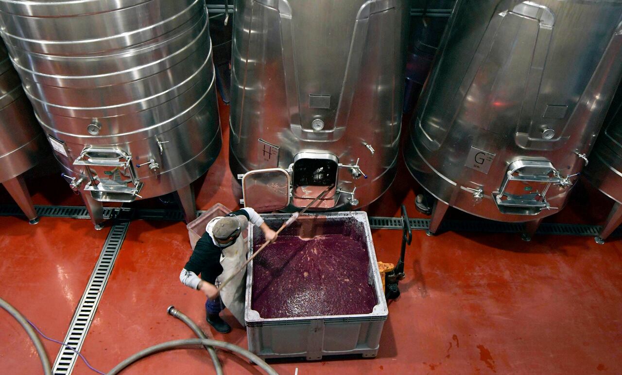 El trabajo en las bodegas es constante durante todo el año. En bodega Pulenta Estate un operario limpia los contenedores del vino, después del Fin de Cosecha. Foto: Orlando Pelichotti / Los Andes