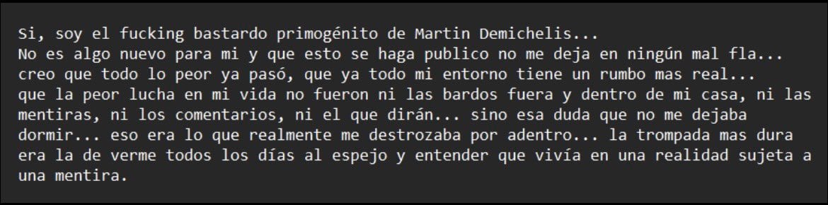 Facundo Bono, el hijo mayor de Martín Demichelis.