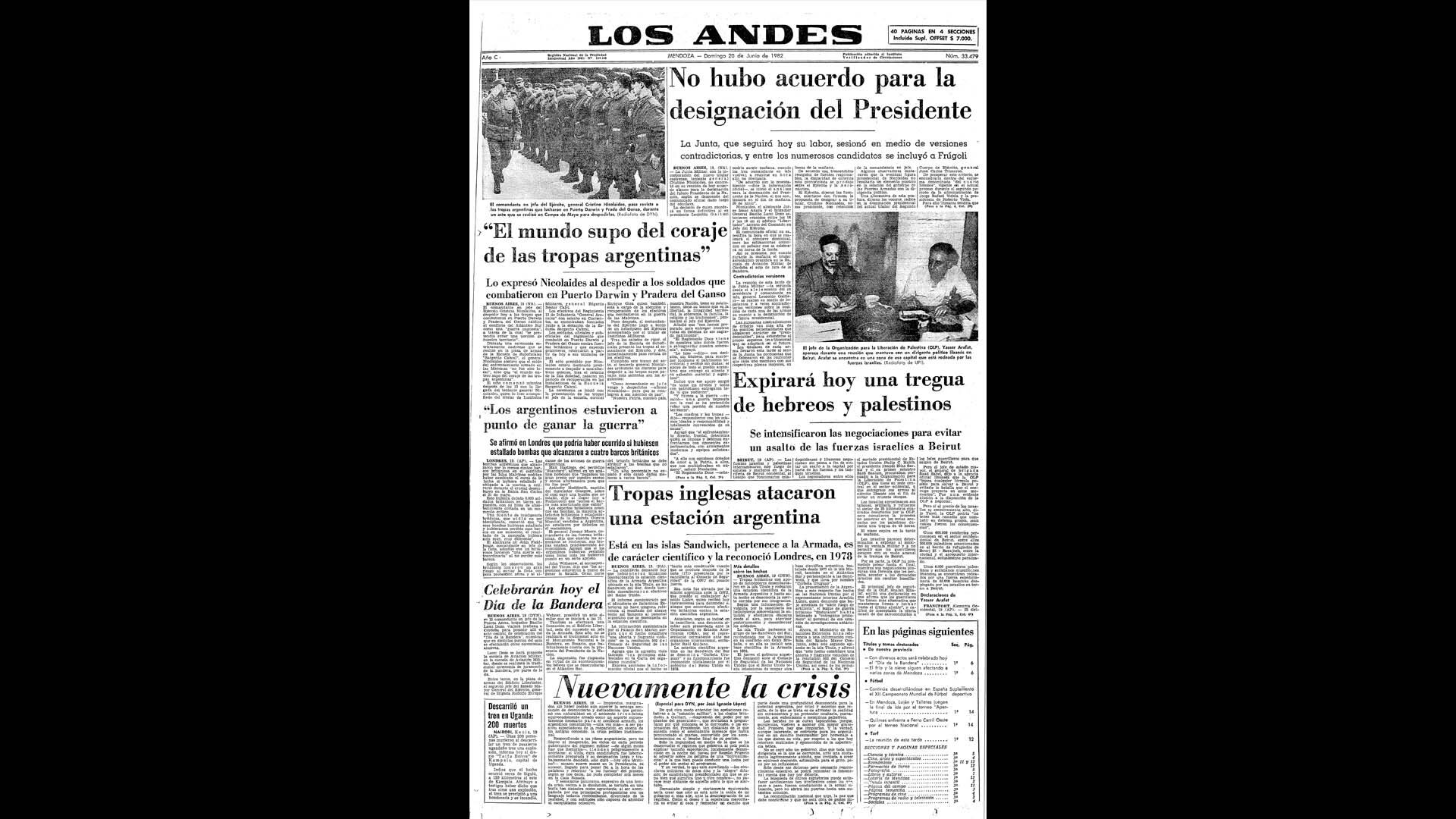 Un recorrido día a día por las portadas del medio más importante de Mendoza, para conocer el pulso diario de la guerra que enluteció a todo el país.