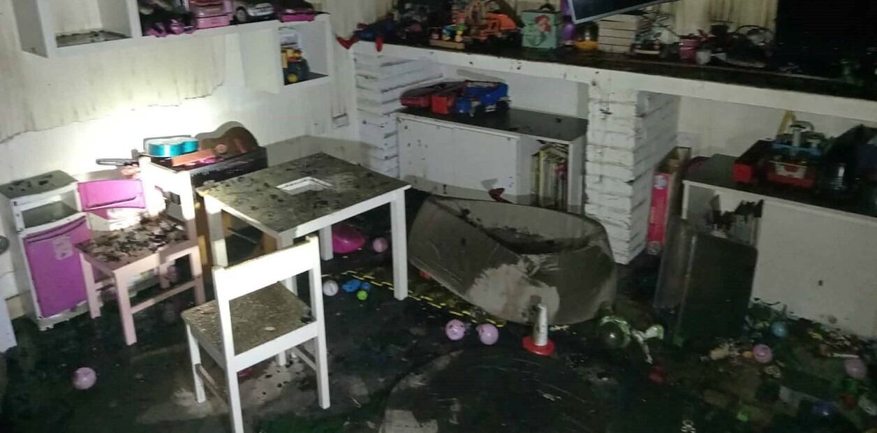 Imágenes de cómo quedó el hogar de niños. Foto: Gentileza Infobae.