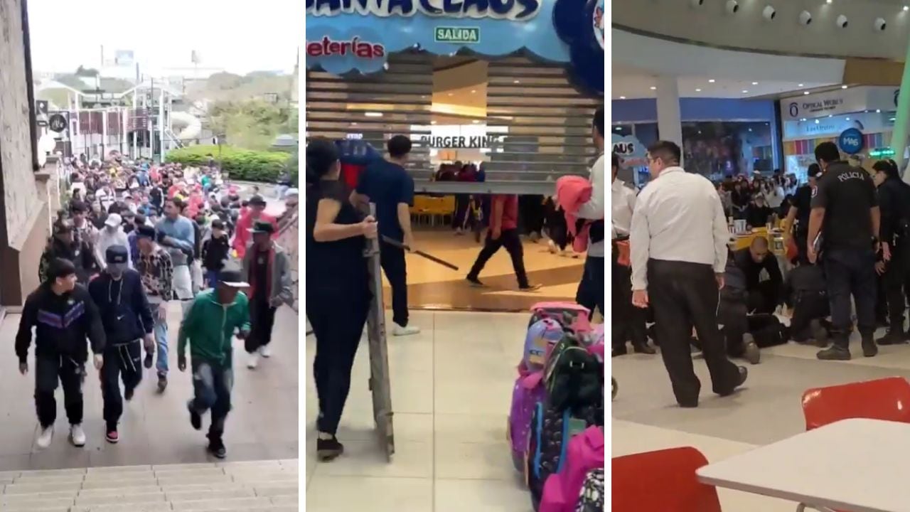 La batalla campal obligó a los comerciantes a cerras las puertas de su negocio. Foto: captura de video. 