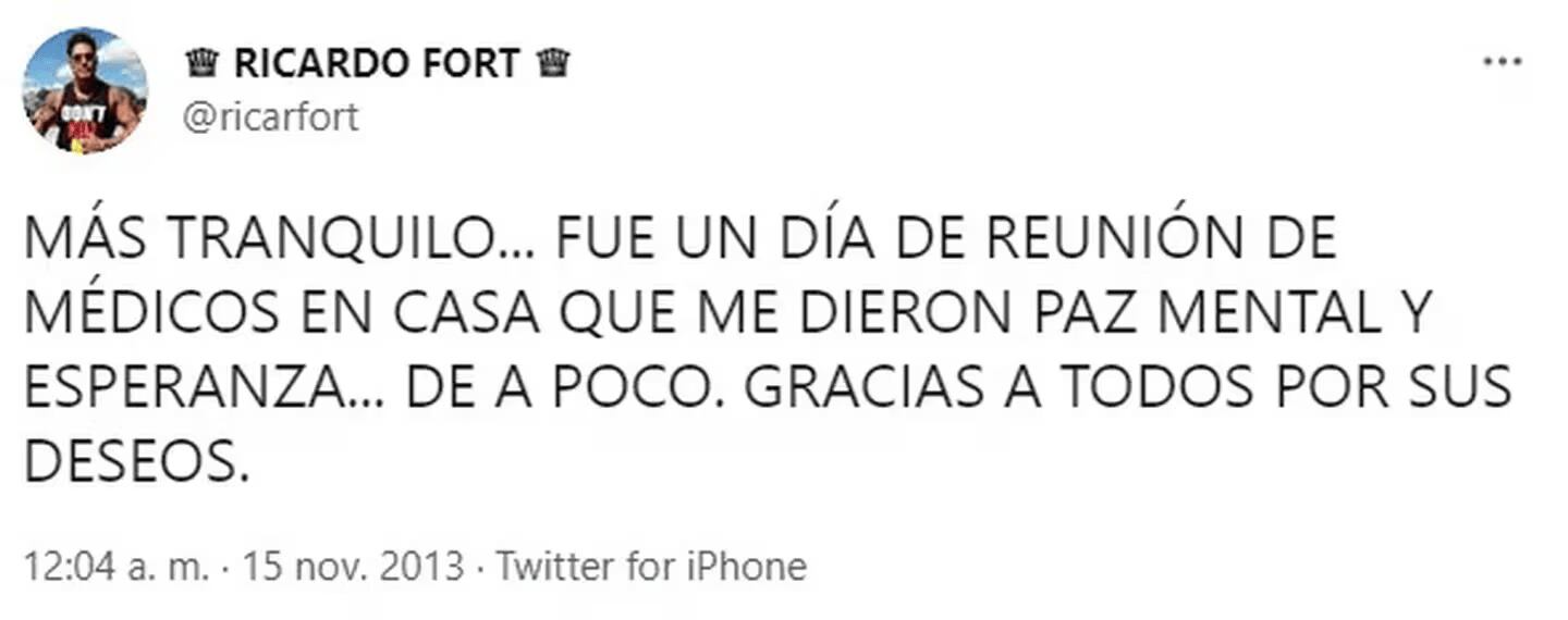 Así fueron los últimos días de Ricardo Fort previos a morir.