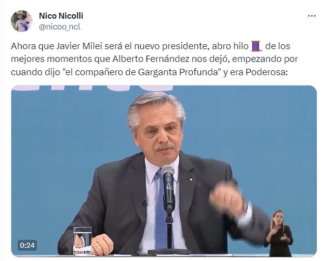 El desopilante hilo viral con los “mejores momentos” del gobierno de Alberto Fernández  - X Nicolás Nicolli