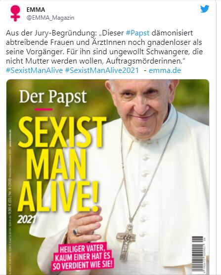 Nota sobre el Papa Francisco de la revista feminista de Alemania "Emma"