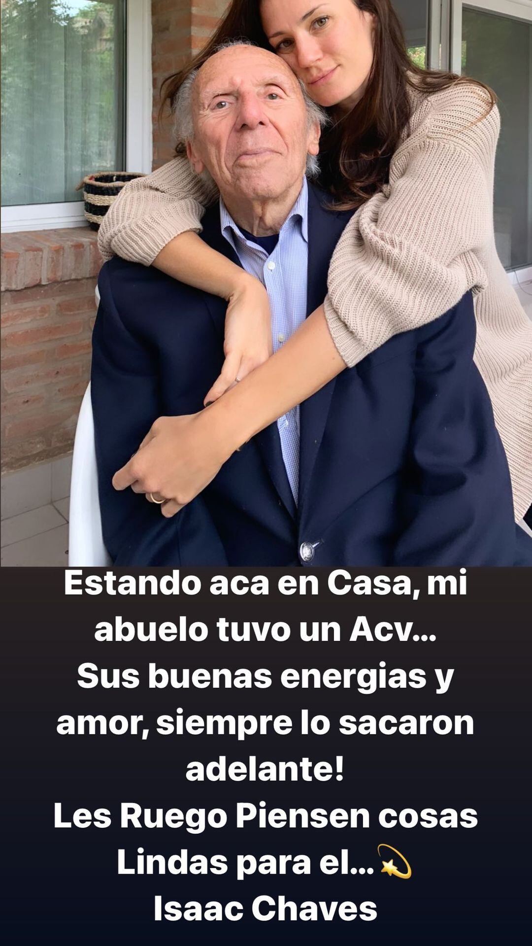 Paula Chaves y el desesperado pedido por la salud de su abuelo, quien sufrió un ACV en su casa