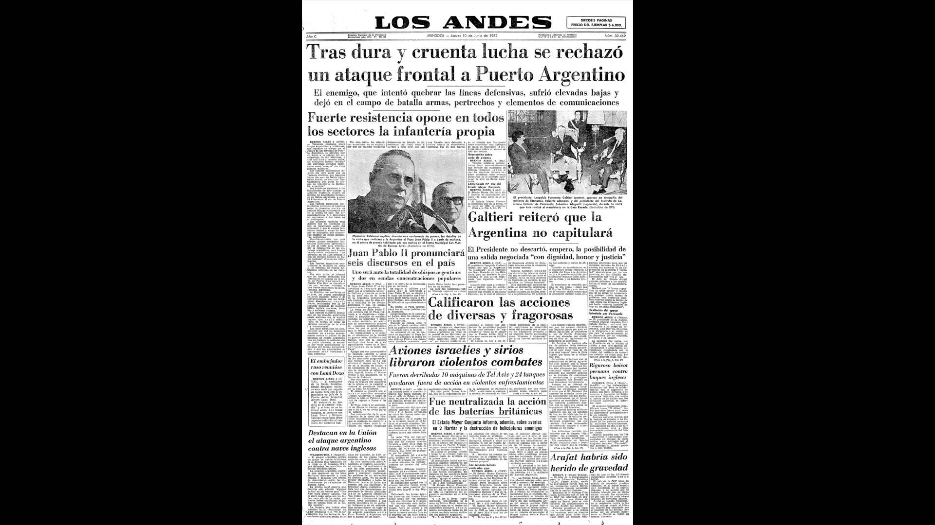 Un recorrido día a día por las portadas del medio más importante de Mendoza, para conocer el pulso diario de la guerra que enluteció a todo el país.