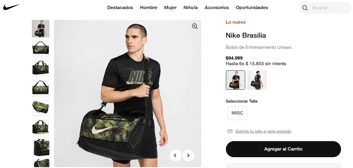 En nuestro país el mismo modelo se encuentra en Nike Argentina a un precio de $94.999 argentinos.