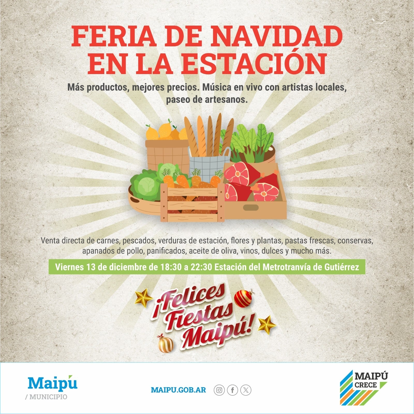 Maipú: Gran feria navideña en la Estación Gutiérrez