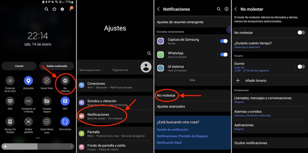 La función No Molestar permite personalizar llamadas, mensajes y notificaciones en el teléfono móvil.