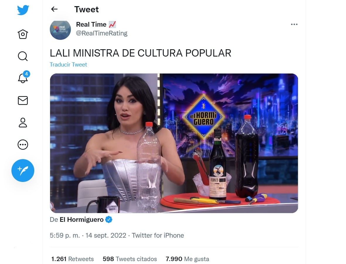 Lali Espósito enseñó a hacer el “viajero” de fernet en El Hormiguero.