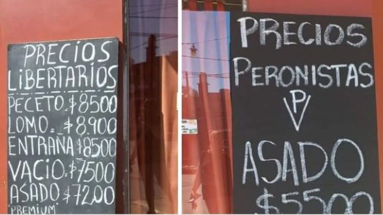 Una carnicería puso distintos precios para “libertarios y peronistas” y es furor en redes. / Foto: Gentileza