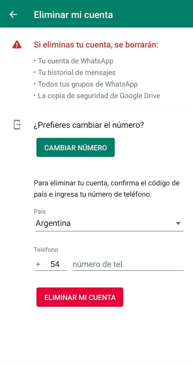 Cómo eliminar una cuenta de WhatsApp