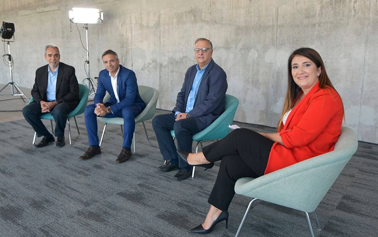 Santiago Ruiz (investigador a cargo del Centro Regional Andino del Instituto Nacional del Agua), Nicolás González del Solar (doctor en derecho especializado en recursos hídricos), Alejandro Gennari (ingeniero agrónomo y doctor en economía) y María Soledad González (editora de la sección Economía de Los Andes). Foto: Orlando Pelichotti
