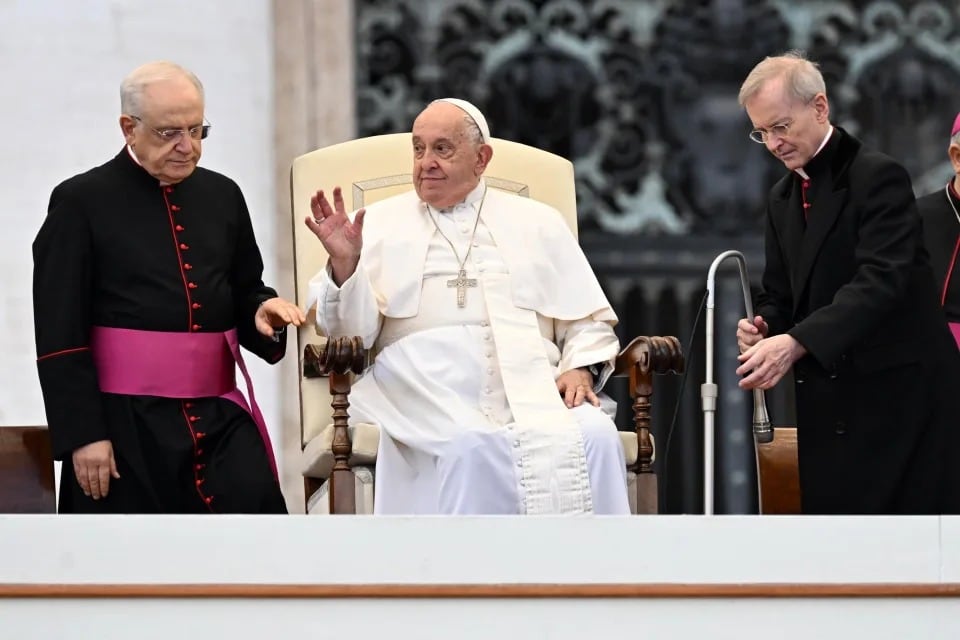 El Papa Francisco durante la audiencia semanal de este miércoles. Foto: EFE.