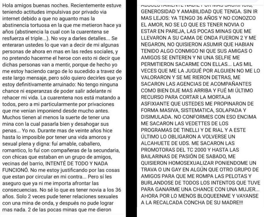 La justificación que escribió en Facebook