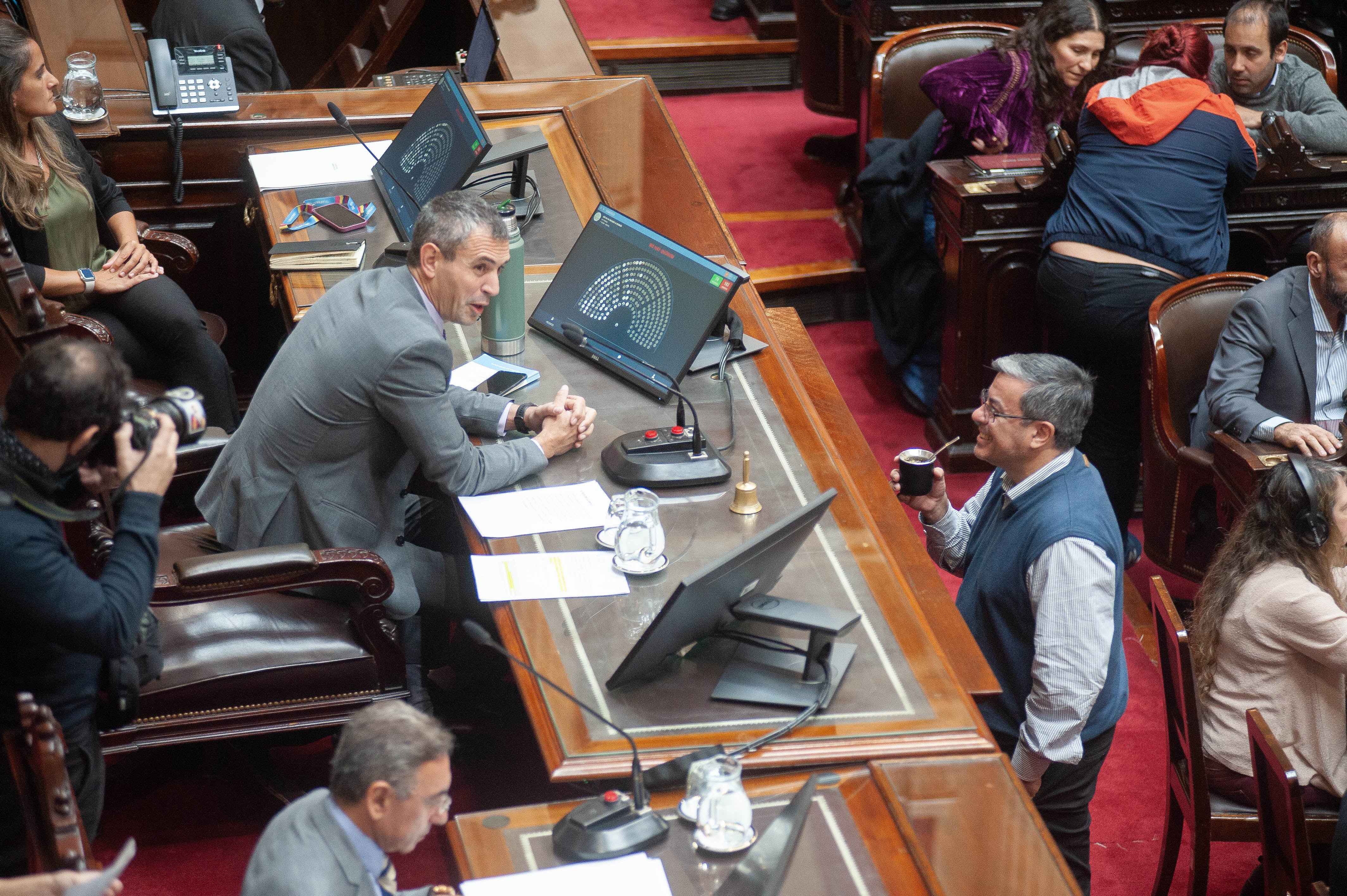 Sin quórum en la Cámara de Diputados. Martín Menem y Germán Martínez. Foto Federico Lopez Claro