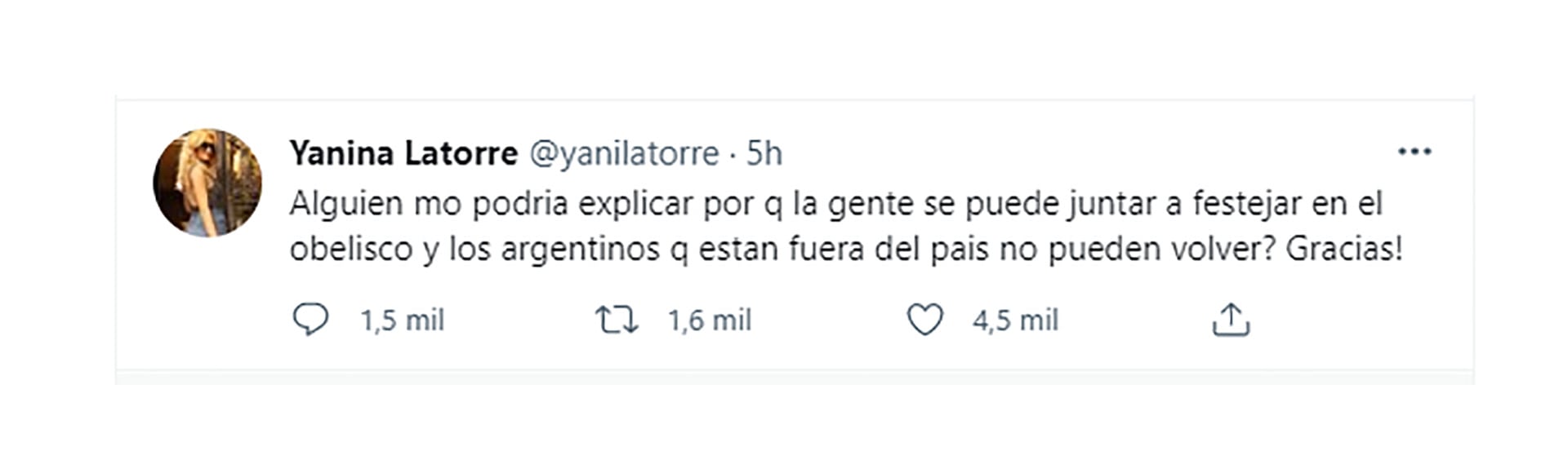 Tuit contra Alberto Fernández.